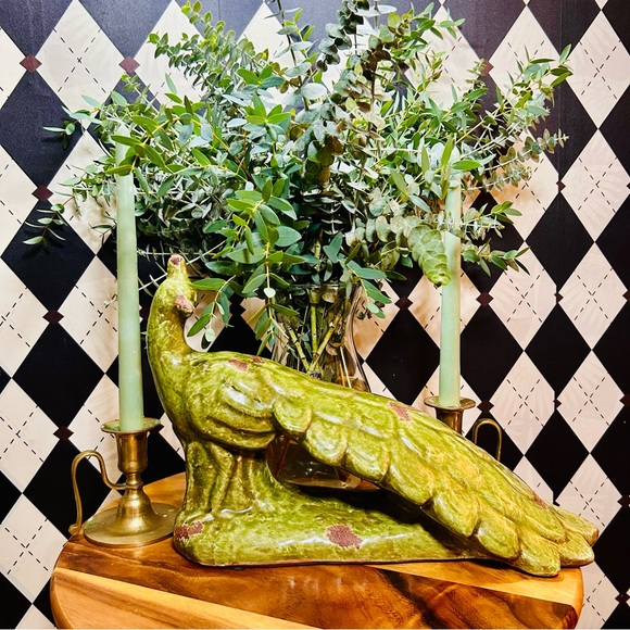 Other - Vintage Peacock Sculpture Gorgeous Glaze– 15” Long, 10” High